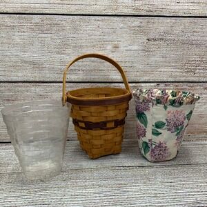 Longaberger Basket Vintage 1994 Handwoven with Plastic & Fabric Liners